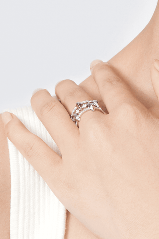 9K White Gold Lab-Diamonds Hollow Uni-sex Ring