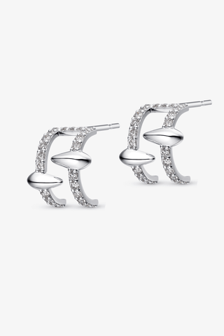 9K White Gold Lab Diamonds Semi-circle Earrings