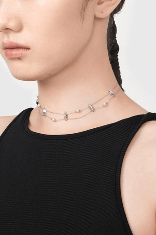 9K White Gold Lab Diamond Akoya pearls Chocker