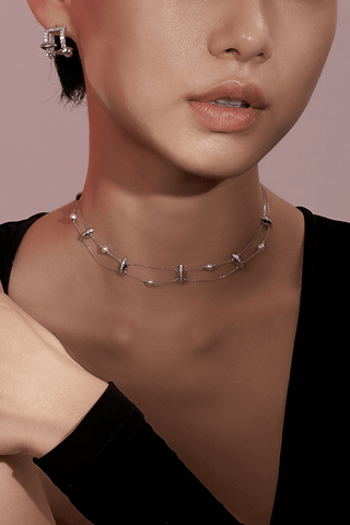 9K White Gold Lab Diamond Akoya pearls Chocker