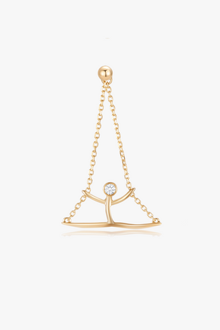 Suspended Splits Pose Lab Diamond Single Drop Earring in Yellow Gold - Zaiyou Jewelry