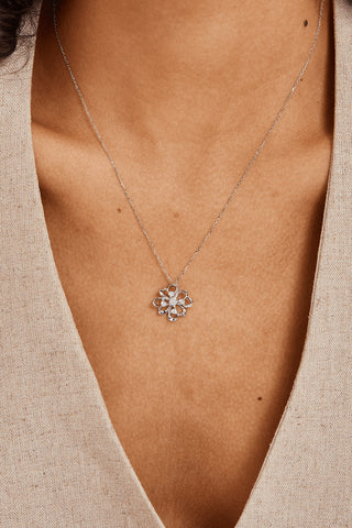 Lab Diamond Clover Pendant in Yellow/White Gold