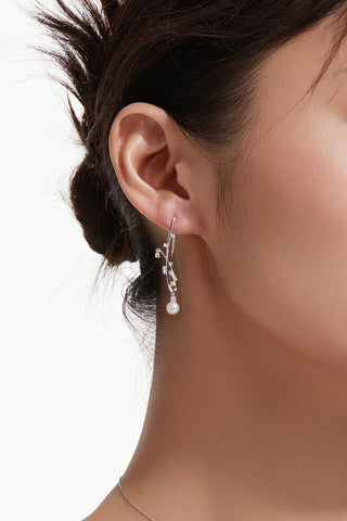 Lab Diamond and Akoya Pearl Drop Earrings in Yellow/White Gold-Zaiyou Jewelry