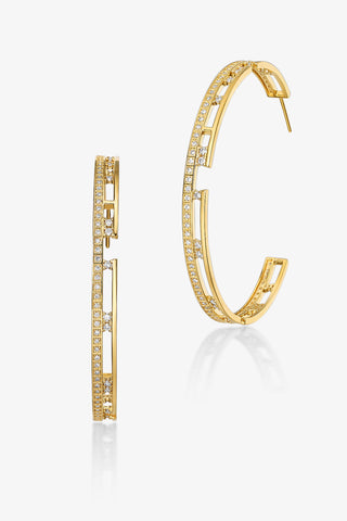 MAZE ARCHITECTURAL C-HOOP DIAMOND EARRINGS IN GOLD