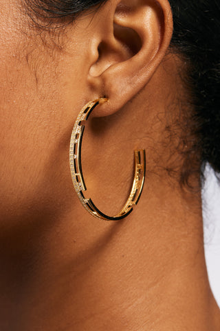 MAZE ARCHITECTURAL C-HOOP DIAMOND EARRINGS IN GOLD