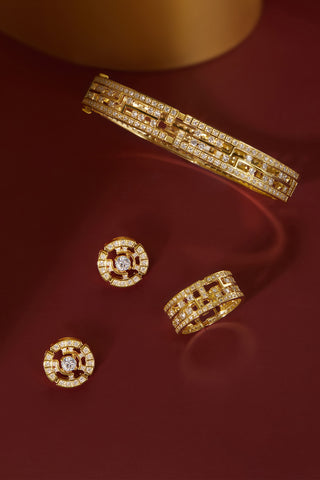MAZE CIRCULAR LAB-GROWN DIAMOND EARRINGS IN GOLD