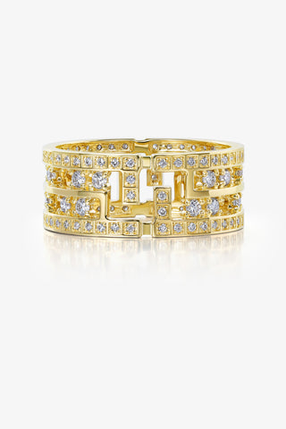 MAZE HOLLOW GEOMETRIC LAB-GROWN DIAMOND RING IN GOLD