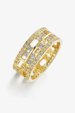 MAZE HOLLOW GEOMETRIC LAB-GROWN DIAMOND RING IN GOLD