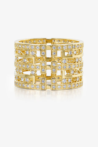 MAZE INTERLACED GEOMETRIC LAB-GROWN DIAMOND RING IN GOLD