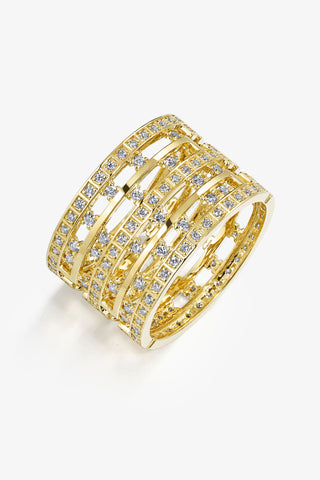 MAZE INTERLACED GEOMETRIC LAB-GROWN DIAMOND RING IN GOLD