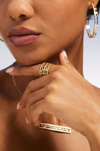 MAZE INTERLACED GEOMETRIC LAB-GROWN DIAMOND RING IN GOLD