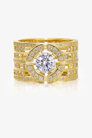 MAZE ROUND STATEMENT LAB-GROWN DIAMOND RING IN GOLD