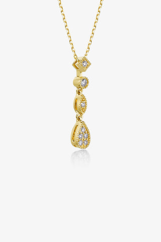 PEAR-SHAPED VINTAGE BEADS GEOMETRY DREAM CATCHER LAB-GROWN DIAMOND NECKLACE IN 9K YELLOW GOLD
