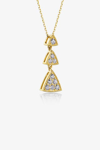 TRIANGLE-SHAPED VINTAGE BEADS GEOMETRY DREAM CATCHER LAB-GROWN DIAMOND NECKLACE IN 9K YELLOW GOLD