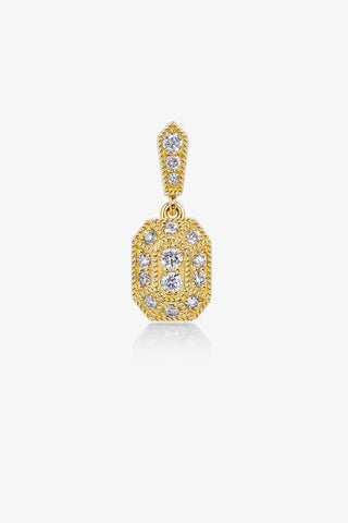 MULTI-SHAPED GEOMETRY DREAM CATCHER VINTAGE BEAD LAB-GROWN DIAMOND PENDANT IN 9K YELLOW GOLD