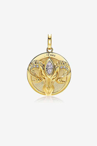 Lab Grown Diamond Zodiac Charm in Yellow Gold - Aries Pendant