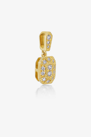 MULTI-SHAPED GEOMETRY DREAM CATCHER VINTAGE BEAD LAB-GROWN DIAMOND PENDANT IN 9K YELLOW GOLD