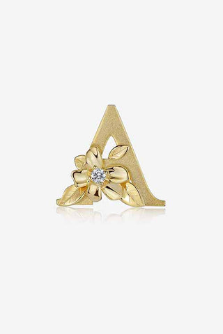 Lab Diamond Alphabet Letter “A” Pendant in Yellow Gold