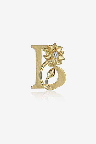 Lab Diamond Alphabet Letter “B” Pendant in Yellow Gold