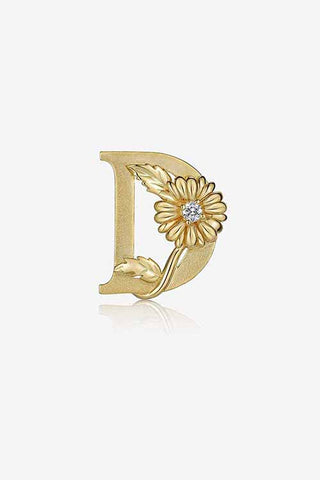 Lab Diamond Alphabet Letter “D” Pendant in Yellow Gold