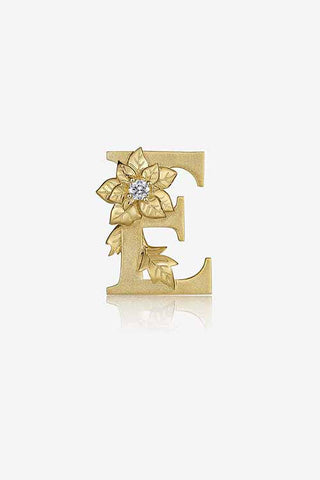 Lab Diamond Alphabet Letter “E” Pendant in Yellow Gold