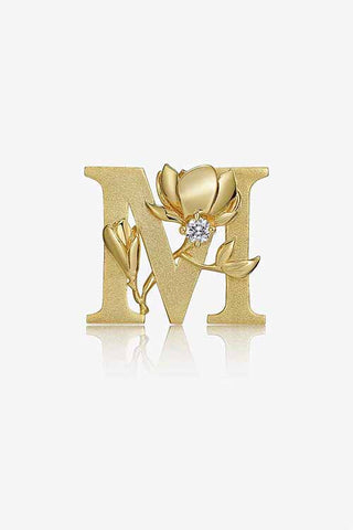 Lab Diamond Alphabet Letter “M” Pendant in Yellow Gold