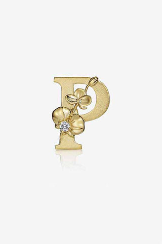 Lab Diamond Alphabet Letter “P” Pendant in Yellow Gold