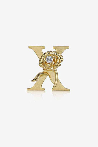 Lab Diamond Alphabet Letter “X” Pendant in Yellow Gold