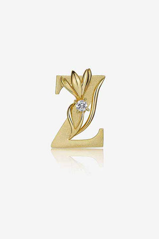 Lab Diamond Alphabet Letter “Z” Pendant in Yellow Gold