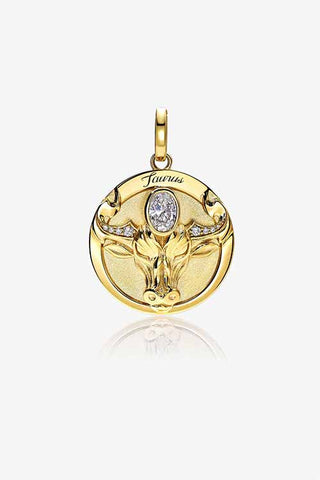 Lab Grown Diamond Zodiac Charm in Yellow Gold - Taurus Pendant