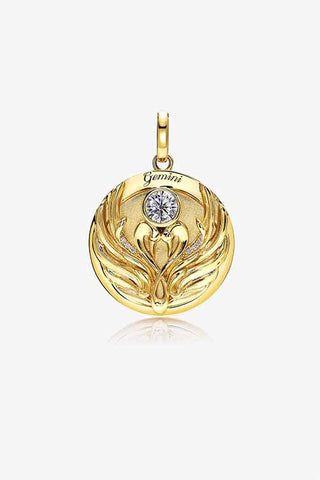 Lab Grown Diamond Zodiac Charm in Yellow Gold - Gemini Pendant