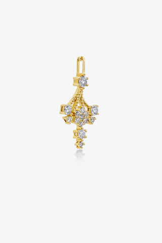 GEOMETRY DREAM CATCHER VINTAGE BEADS LAB-GROWN DIAMOND PENDANT IN 9K YELLOW GOLD