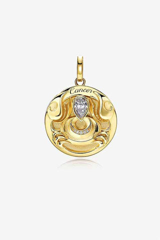 Lab Grown Diamond Zodiac Charm in Yellow Gold - Cancer Pendant