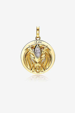 Lab Grown Diamond Zodiac Charm in Yellow Gold - Leo Pendant