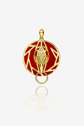 Lab Grown Diamond Chinese Zodiac Charm in Yellow Gold-Snake Pendant