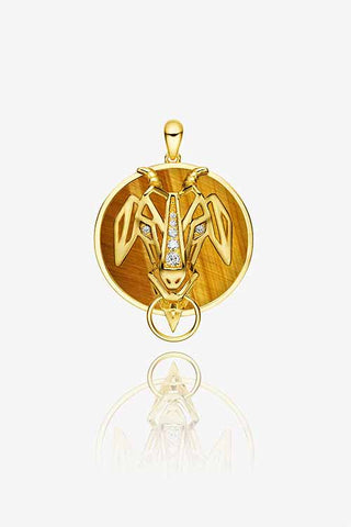 Lab Grown Diamond Chinese Zodiac Charm in Yellow Gold-Goat Pendant