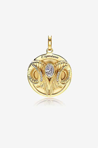 Lab Grown Diamond Zodiac Charm in Yellow Gold - Capricorn Pendant