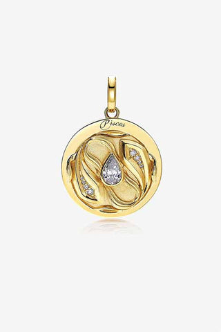 Lab Grown Diamond Zodiac Charm in Yellow Gold - Pisces Pendant