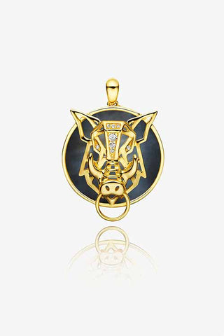 Lab Grown Diamond Chinese Zodiac Charm in Yellow Gold-Pig Pendant