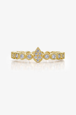 VINTAGE PEAR-SHAPED GEOMETRY DREAM CATCHER LAB-GROWN DIAMOND RING WITH BEADS IN 9K YELLOW GOLD