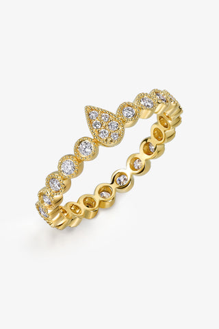 VINTAGE PEAR-SHAPED GEOMETRY DREAM CATCHER LAB-GROWN DIAMOND RING WITH BEADS IN 9K YELLOW GOLD