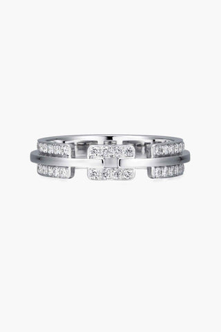 Lab Diamond Double Band Wedding Ring in White Gold