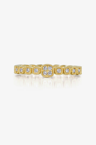 CUSHION-SHAPED VINTAGE BEADS GEOMETRY DREAM CATCHER LAB-GROWN DIAMOND RING IN 9K YELLOW GOLD
