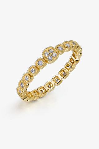 CUSHION-SHAPED VINTAGE BEADS GEOMETRY DREAM CATCHER LAB-GROWN DIAMOND RING IN 9K YELLOW GOLD