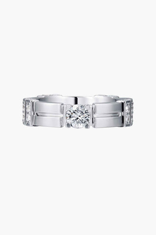 Lab Diamond Modern Engagement Ring in White Gold - Round