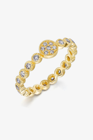 ROUND-SHAPED VINTAGE BEADS GEOMETRY DREAM CATCHER LAB-GROWN DIAMOND RING IN 9K YELLOW GOLD