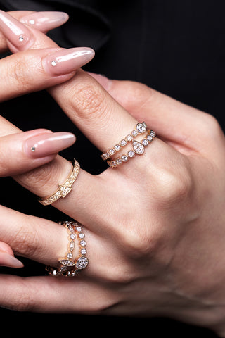 ROUND-SHAPED VINTAGE BEADS GEOMETRY DREAM CATCHER LAB-GROWN DIAMOND RING IN 9K YELLOW GOLD