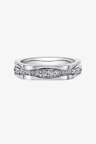 Lab Diamond Layered Wedding Ring in White Gold - Round