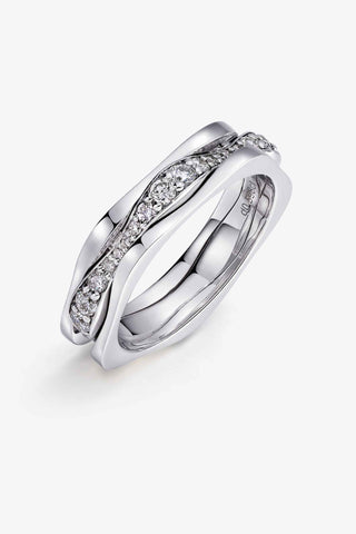 Lab Diamond Layered Wedding Ring in White Gold - Round