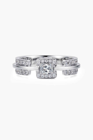 Lab Diamond Double Band Engagement Ring in White Gold - Cushion